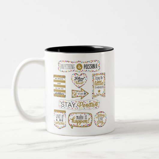 Farbige Zitate der Inspiration Zweifarbige Tasse (Links)