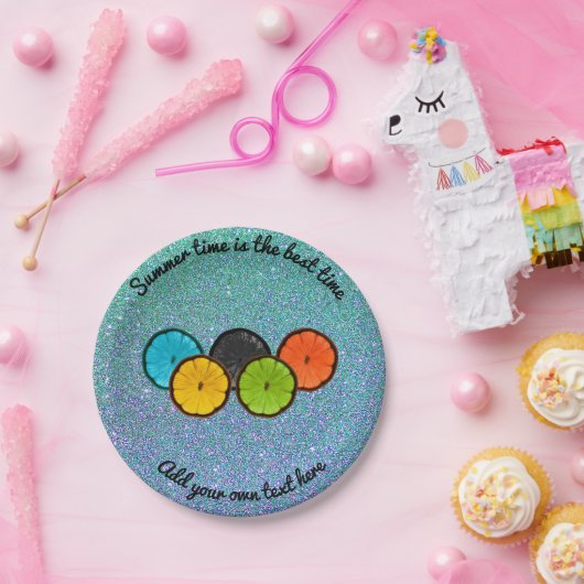 Farbige Zitrusscheiben Papier Party Teller (Party)