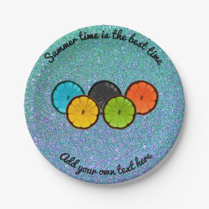 Farbige Zitrusscheiben Papier Party Teller