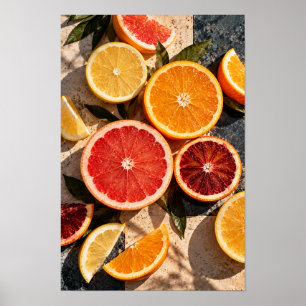 Farbige Zitrussscheiben – Orange und Grapefruit Ki Poster