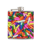 Farbige Zucker-Sprinkles Quirky Flachmann (Vorderseite)
