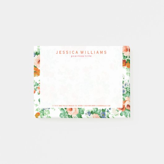 Farbige Zusammenstellung von Blume und Rose Post-it Klebezettel (Vorderseite)