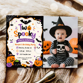 Farbige Zwei Gruselige Halloween-Geburtstagsfeier Einladung