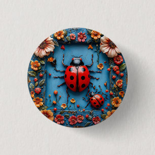 Farbiger 3D-Ladybug Button