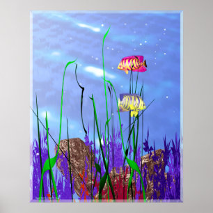 Farbiger 3D-Segelflosser Poster
