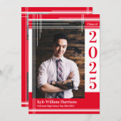 Farbiger Abschluss in der White School Kariert Einladung (Vorne/Hinten)