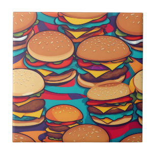 Farbiger abstrakter Burger mit lebendigen Farben Fliese