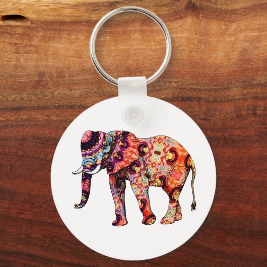 Farbiger abstrakter Elefant Schlüsselanhänger (Vorderseite)