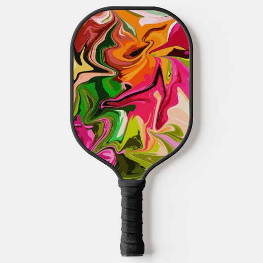 Farbiger Abstrakter Fluid Style Hintergrund Pickleball Schläger (Vorderseite)