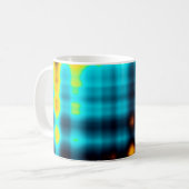 Farbiger abstrakter geometrischer Hintergrund mit  Kaffeetasse (Vorderseite Links)