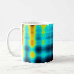 Farbiger abstrakter geometrischer Hintergrund mit Kaffeetasse