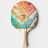 Farbiger abstrakter geometrischer Marmor mit Namen Tischtennis Schläger (Vorderseite)