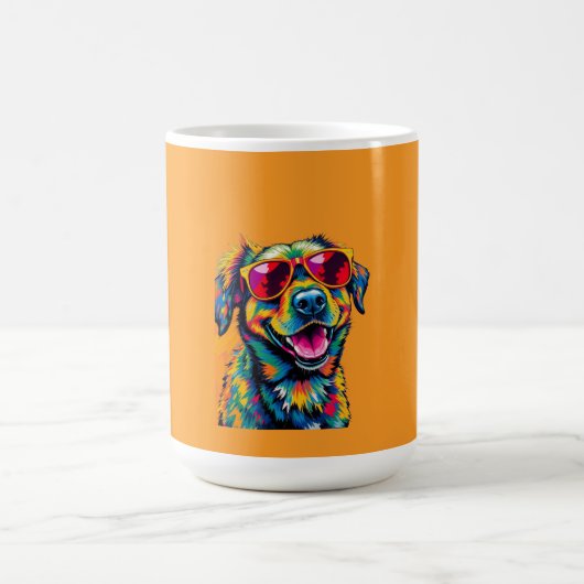 Farbiger abstrakter Hund mit Sonnenbrille Kaffeetasse (Mittel)