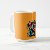Farbiger abstrakter Hund mit Sonnenbrille Kaffeetasse (Vorderseite Links)