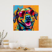 Farbiger abstrakter Hund mit Sonnenbrille Poster (Küche)