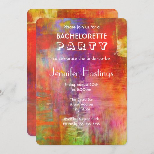 Farbiger Abstrakter Junggeselinnen-Abschied für di Einladung (Vorne/Hinten)