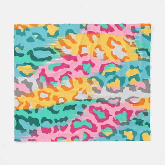 Farbiger Abstrakter Leopardenhintergrund. Fleecedecke (Vorderseite (Horizontal))