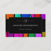 Farbiger Abstrakter Lila Blue Pink Black QR Code Visitenkarte (Vorderseite)