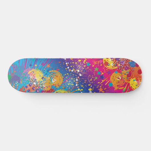 Farbiger Abstrakter Paint-Spritzer Skateboard (Horizontal)