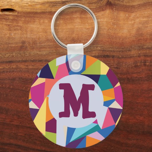 Farbiger Abstrakter Schlüsselanhänger mit Initial (Vorderseite)