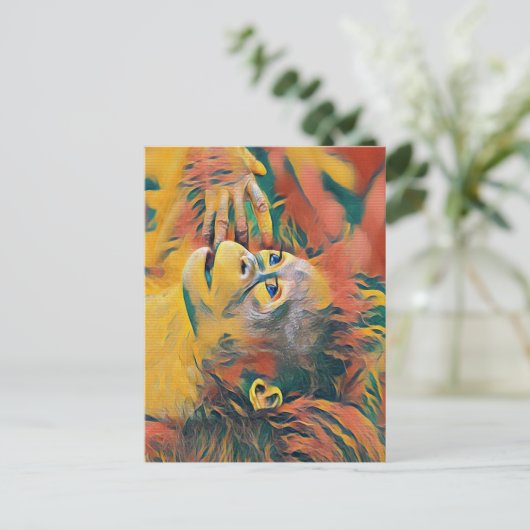 Farbiger Affe Postkarte (Stehend Vorderseite)