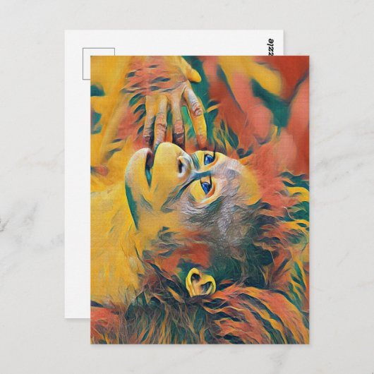 Farbiger Affe Postkarte (Vorne/Hinten)