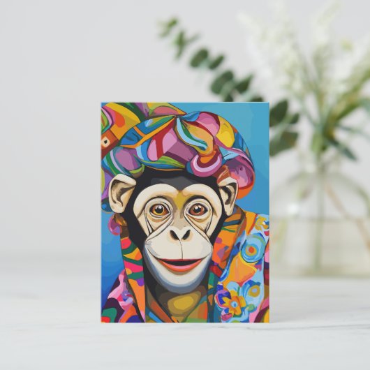Farbiger Affe Postkarte (Stehend Vorderseite)