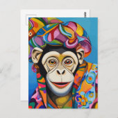 Farbiger Affe Postkarte (Vorne/Hinten)