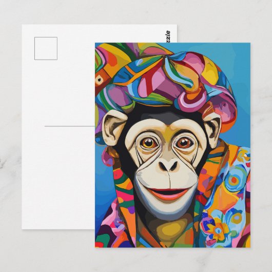 Farbiger Affe Postkarte (Vorne/Hinten)