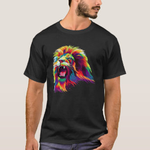 Farbiger afrikanischer Löwenportrait-Pop T-Shirt