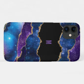 Farbiger Agate Look mit Gold Glitzer Mit Monogramm Case-Mate iPhone Hülle (Rückseite (Horizontal))