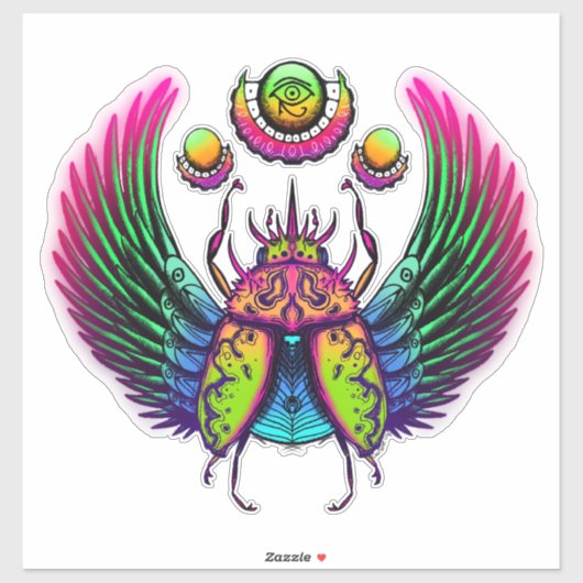 Farbiger ägyptischer Scharfkäfer Aufkleber (Blatt)