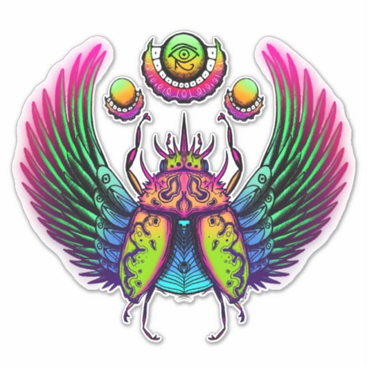 Farbiger ägyptischer Scharfkäfer Aufkleber (Vorderseite)