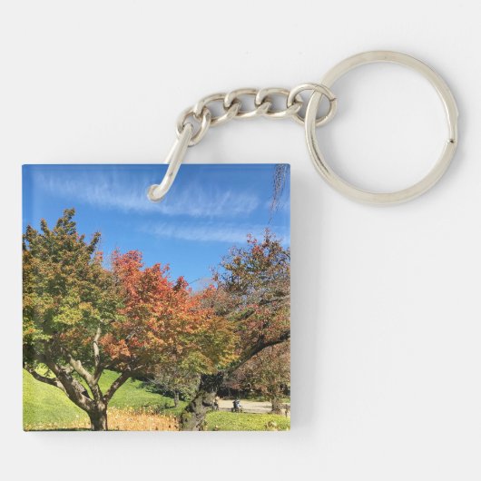 Farbiger Ahornbaum im Herbst Schlüsselanhänger (Rückseite)