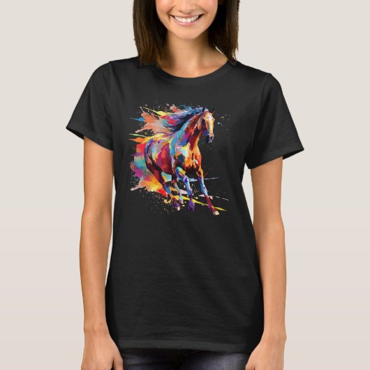 Farbiger Andalusier Splash Art T-Shirt (Vorderseite)