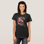 Farbiger Andalusier Splash Art T-Shirt (Vorne ganz)