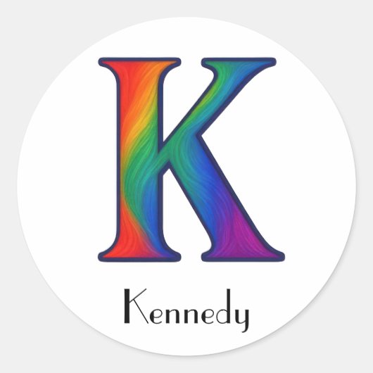 Farbiger Anfangsbuchstabe K Aufkleber (Vorderseite)