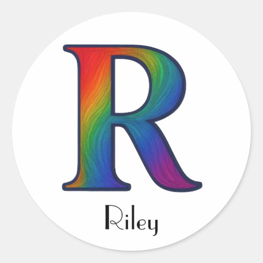 Farbiger Anfangsbuchstabe R Aufkleber (Vorderseite)