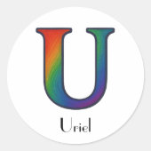 Farbiger Anfangsbuchstabe U Aufkleber (Vorderseite)