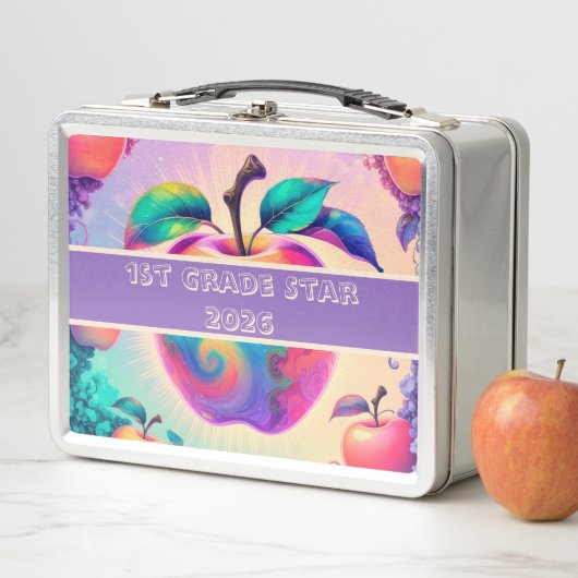 Farbiger Apfel 1. Klasse Stern 2026 Metall Brotdose (Beispiel)