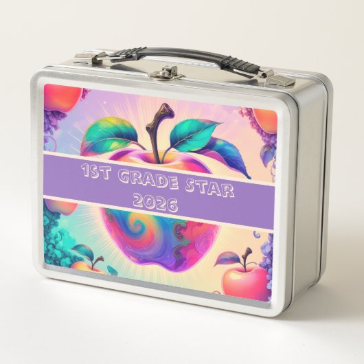 Farbiger Apfel 1. Klasse Stern 2026 Metall Brotdose (Vorderseite)