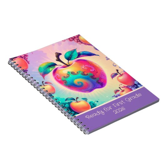 Farbiger Apfel für 1. Klasse 2025 Notizblock (Rechte Seite)