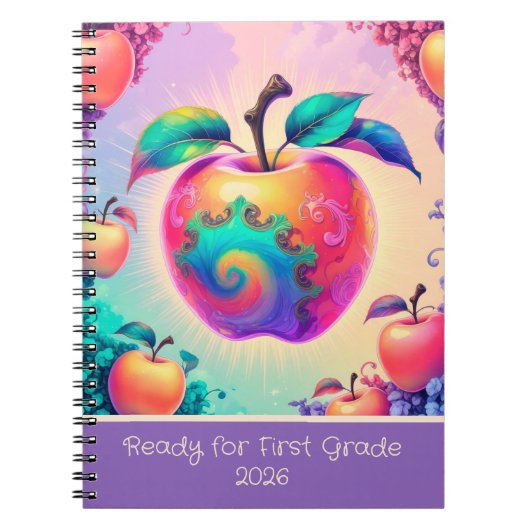 Farbiger Apfel für 1. Klasse 2025 Notizblock (Vorderseite)