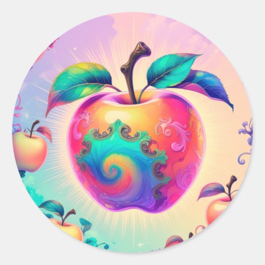 Farbiger Apfel für den Sommer Runder Aufkleber (Vorderseite)