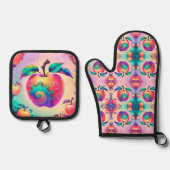 Farbiger Apfel Ofenhandschuh & Topflappen-Set (Vorderseite)