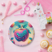 Farbiger Apfel Pappteller (Party)