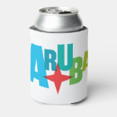 Farbiger Aruba Text mit Red Star Design Dosenkühler (Kanne Rückseite)