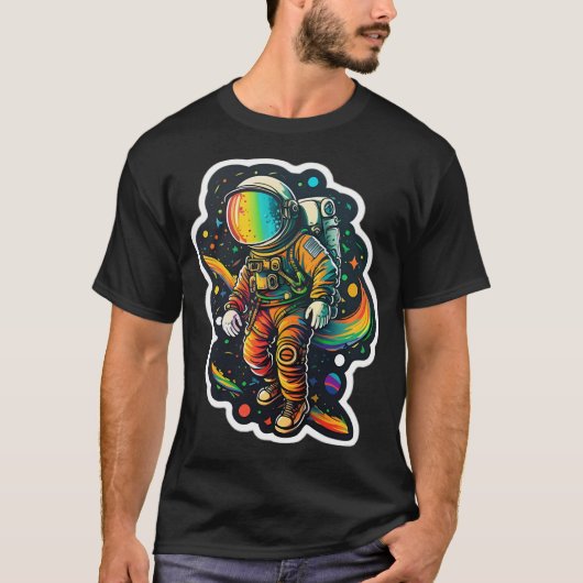 Farbiger Astronaut im All T-Shirt (Vorderseite)