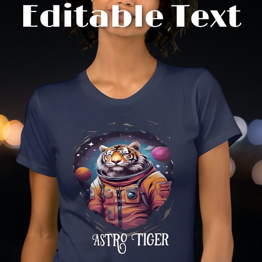 Farbiger Astronaut Tiger bearbeitbarer Text T-Shirt