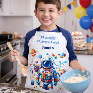 Farbiger Astronaut und Universum in kräftigen Farb Schürze